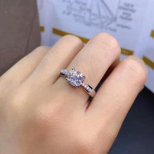 Inbeaut PT950 Stamped Pass Diamond Test Moissanite Ring 925 Silver D Color Excellent Cut 1 ct Moissanite Engagement Rings Gift