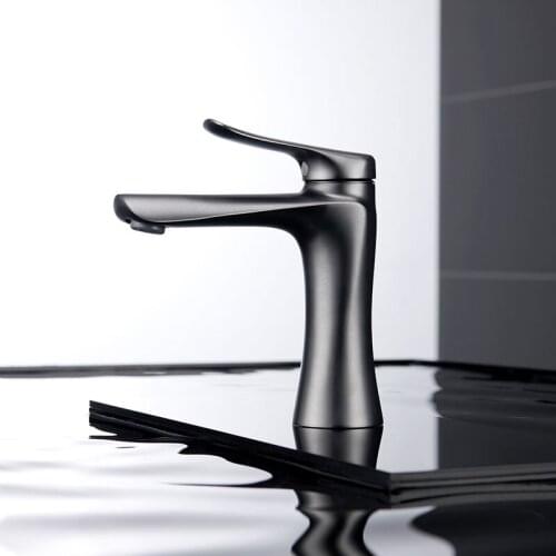 Single Handle Gun Grey Bathroom Basin Faucet In Stock