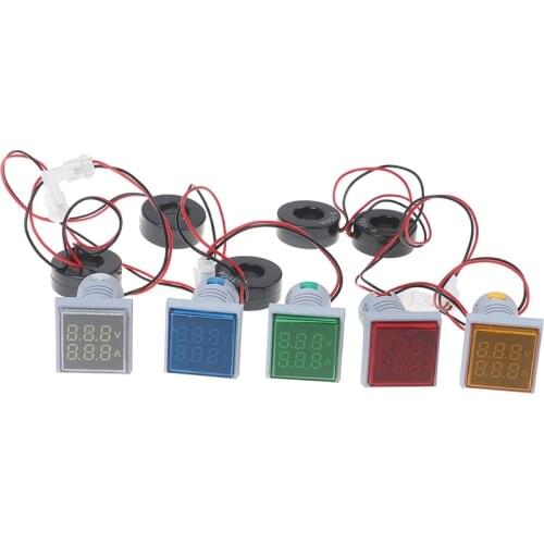 AC 60-500V 0-100A Square LED Digital Voltmeter Ammeter Lights Voltage Current Digital Ammeter Current Meter/ DC 0-100V Tester