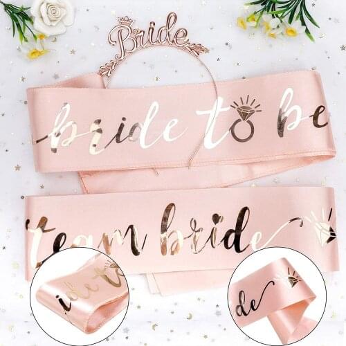 Rose Gold Team Bride Bridesmaid Group Shoulder Strap Headband Set Bachelor Party Bride To Be Decoration
