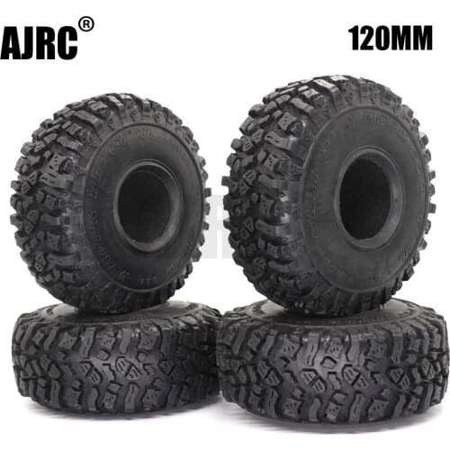 1/4PCS 120MM Rubber Mud Grappler Tires for 1:10 RC Crawler Axial SCX10 SCX10 II JEEP 90046 90047 TRX-4 Defender G500 TRX-6 G63