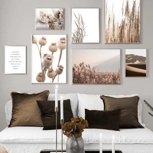 Sparrow Reed Wild Plant Desert Nordic Art Poster Gray Tone Canvas Print Scandinavian Living Room Corridor Wall Decoration