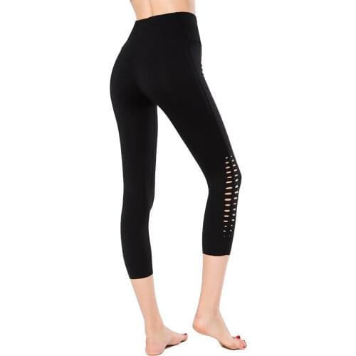 Sports Pants Female Yoga Leggings High Waist Nylon Flex Hollow Tights Sports Wear For Women Gym Running Capris Fitness Leggings