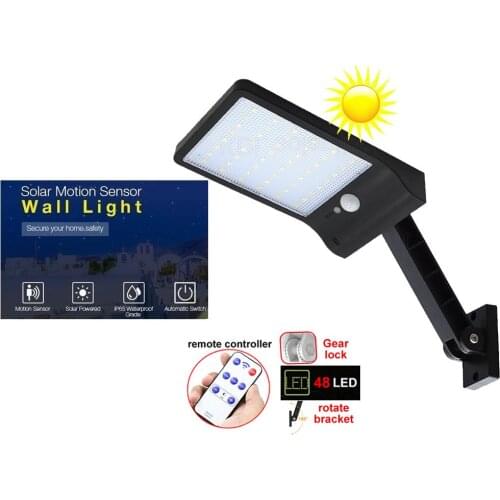 48 LED Solar Powered Light PIR Motion Sensor remote controller Lamp Waterproof Outdoor Garden Yard Wall Lamps sp