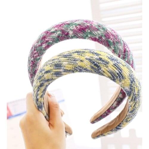 2020 Vintage Wool Knit Sponge Bezel Hair Band Women Headband Winter Hair Clips Girls Hair Accessories opaska do wlosow diademas