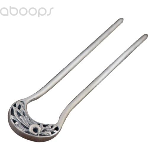 Vintage 925 Sterling Silver Phoenix Peony Hair Stick for Women Girls,Free Shipping
