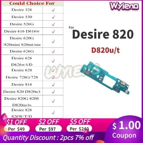 Wyieno for HTC Desire 626 626G 616 526G 620 620G 326 530 820 Mini USB Charging Dock Charger Port Flex Cable Board Microphone