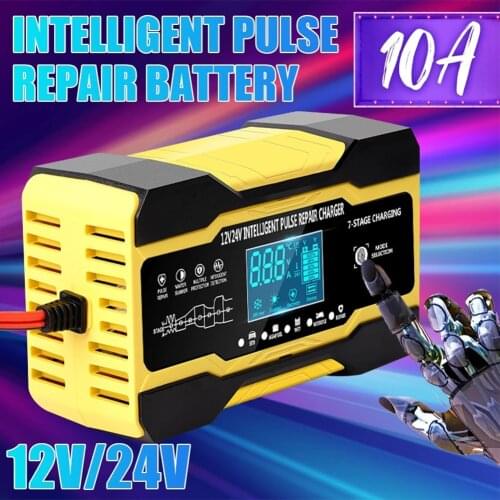 Car Battery Charger 12V 10A 24V 5A Fully Smart Fast Charging Automotive Lead Acid battery charger LCD Display for AGM GEL WET