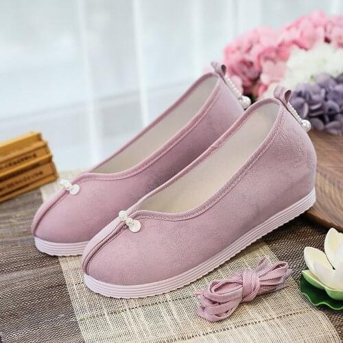 YourSeason Inner Platforms Ladies Jacquard Cotton Slip-On Hanfu Sneakers Retro Chinese Style Women Comfort Shoes White Gray