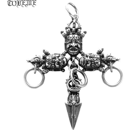 100% 925 silver Tibetan Pendant Tibetan Dorje amulet pendant vintage sterling Buddhist Vajra Puja Amulet Pendant