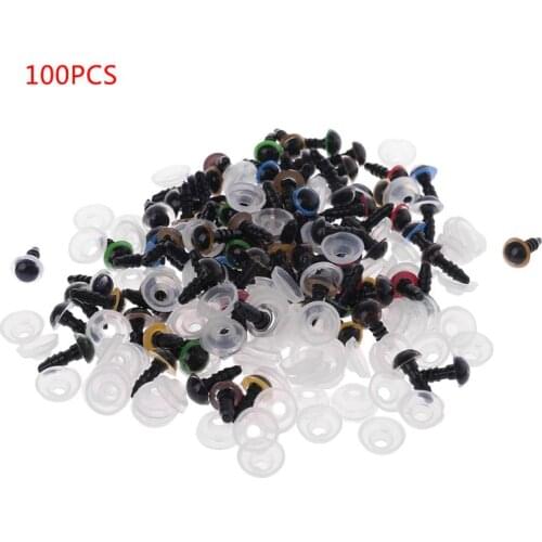 100Pcs 8mm/0.31in DIY Doll Puppet Plastic Screw Thread Eyes Safety Washers Pads For Handmade Teddy Bear Doll Craft Children Kids