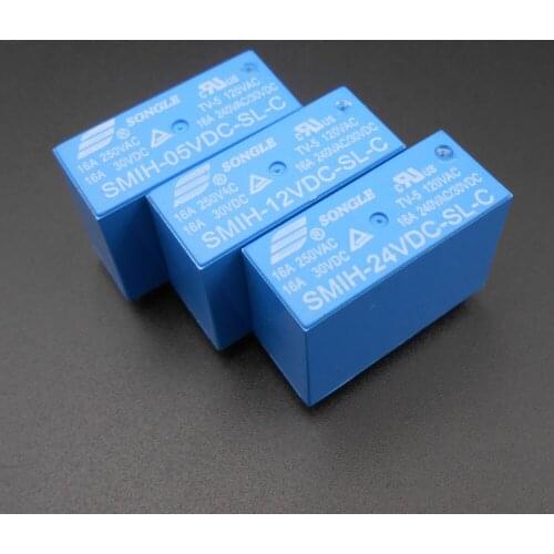 100Pcs SONGLE Power Relay 8 Pins SMIH-05VDC-SL-C SMIH-12VDC-SL-C SMIH-24VDC-SL-C SMIH DC 5V 12V 24V 16A 8-Pin Conversion FD704-6