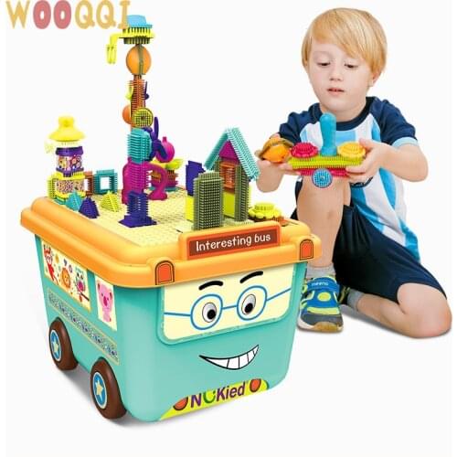 120pcs Mane Soft Rubber Building Block Toys Building Blocks Bus Storage Car Childrens Educational Toys Creative Building Skills
