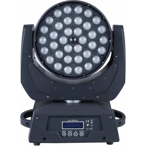 2PCS/lot high brightness 36*18W 6 IN 1 RGBWY+UV LED zoom moving head wash light with flight case dmx dj equpment for bar