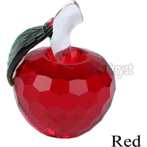3D Red Crystal Faceted Apple Paperweight Wedding Gift Rainbow Maker Decorations 40MM M02075-6