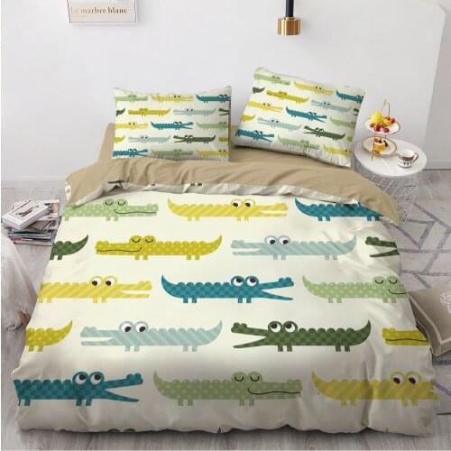3D Printed Cartoon Baby Crocodile Bedding Sets luxury Roclet Astronaut Single Queen Double Full King Bed For Home Duvet Cover