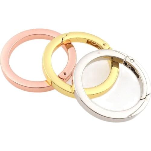 4pcs 34mm Zinc Alloy Spring O-Ring Buckle Hooks Bag Belt Snap Clip Carabiner Purses Plated Gate Round Push Trigger Rose gold
