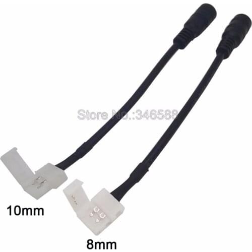 5pc/lot Female DC Connector 5.5*2.1mm to 2pin 8mm / 10mm Free Welding Easy Connector with 15cm Black Wire for Single Color Strip