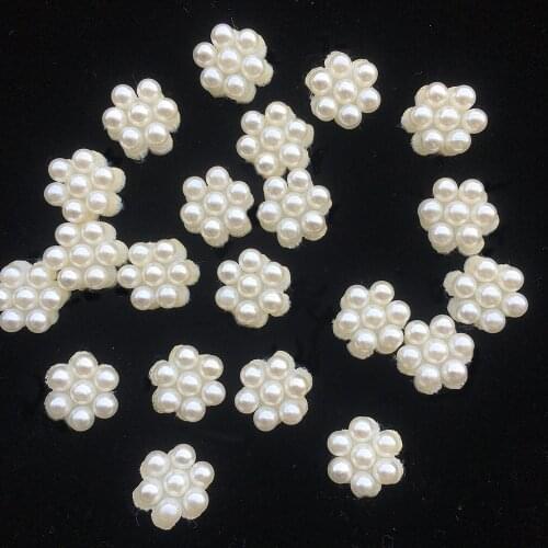 50PCS 3D Plum Flower Pearl Beaded Hair Clip Accessories Girls Jewelry DIY Decorate Appliques Patches For Hat Dress Bag Cloth