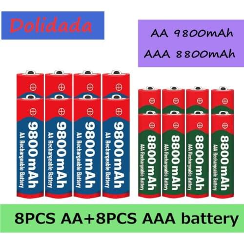 AA+AAA battery 1.5V AA 9800 mAh+1.5V AAA 8800 mAh Alkaline1.5V Rechargeable Battery For Clock Toys Camera battery
