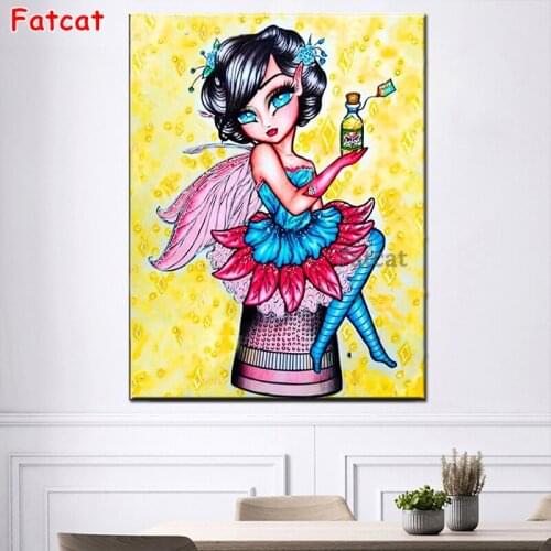 5D Diy Diamond Painting Cartoon Elf Girl Cross Stitch Kits Diamond Art Mosaic Embroidery Painting Full Round Drill Child PP1807