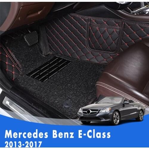 Car Floor Mats For Mercedes Benz E-Class 2017 2016 2015 2014 2013 Double Layer Wire Loop Custom Auto Foot Pads Automobile Carpet