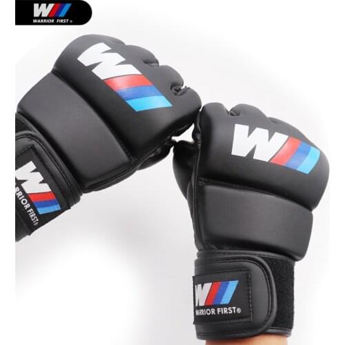 Half Finger Boxing Gloves Soft Microfiber PU Leather MMA Fighting Kick Boxing Gloves Karate Muay Thai Training Workout Gloves