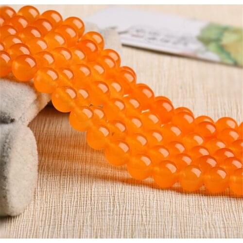 Grade A Natural Orange Jade Beads 6mm 8mm 10mm 12mm 14mm Smooth Polished Round 15 Inch Strand YZ45