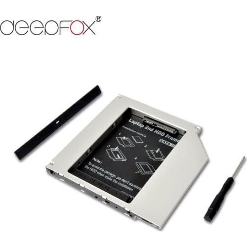 DeepFox 9.5mm 2nd HDD Caddy SATA to SATA 2.5 Enclosure For Laptop ODD DVD-ROM Optibay Adapter SSD Hard Drive Disk Aluminium Case