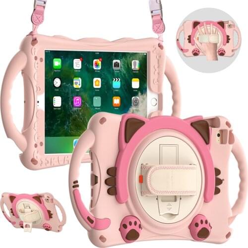 Kids Case for iPad Mini 5/4/3/2/1 Silicon Shockproof Cover Pencil Holder Handle Grip Kickstand Neck Strap for iPad Mini 7.9 Inch
