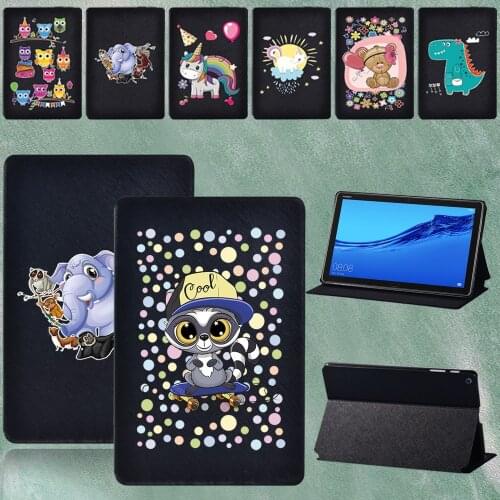 For Huawei MediaPad M5 Lite 10.1 Inch/MediaPad M5 10.8 Inch Anti-fall PU Leather Cute Pattern Tablet Case + Stylus