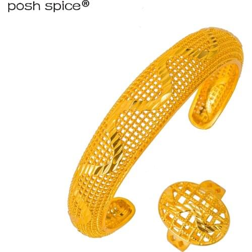 Ethiopain African Dubai Wedding Bracelets Bangles For Women Gold Color Bangles With Ring Arabic Muslim Ring Islam Jewelry Gift