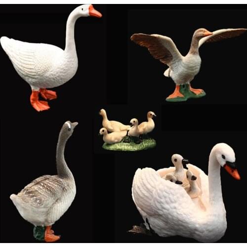Farm Poultry Duck Swan Simulation Animal Model Wild Animal Miniature Movable Doll Childrens Educational Toy Collection Statue