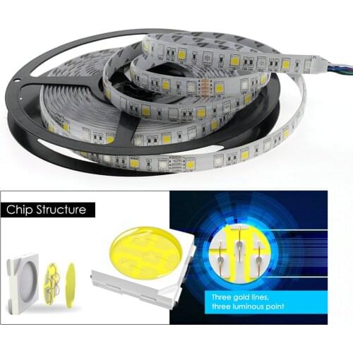 LED Strip 5050 RGBW DC 12V / 24V Flexible LED Light RGB + White / RGB + Warm White 60 LED/m 5m/lot