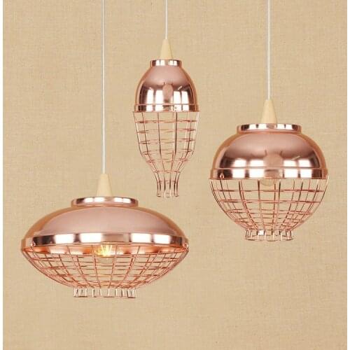 Personality Led Pendent Light Rose Gold Hotel Dining Living Room Decoration Art American Creative Droplight Round Hanging Lamps
