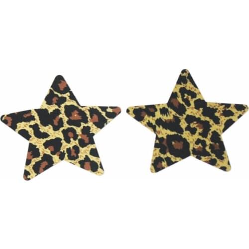 Leopard print star cricle Nipple Cover Sequin Women Pasties Adhesive Stickers,Invisible Intimates Bra Accessories Un-bra Breast