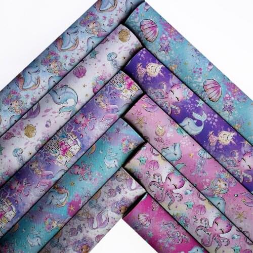 Snythetic Leather Sheets Printed Faux Leather Fabric for DIY Hair Bow Material L18322