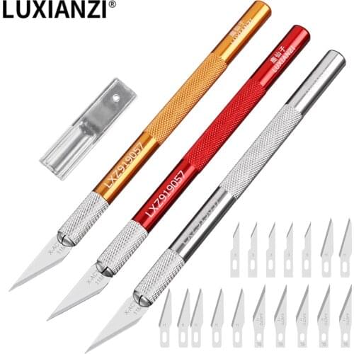 LUXIANZI Metal Scalpel Knife Non-slip Cutter Engraving Craft Knives Blades for Scalpel Stationery PCB Repair DIY Hand Tools
