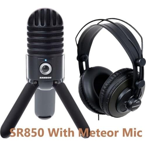 Samson Meteor Mic And SR850 Kit USB Studio Recording Condenser Microphone For Computer Home Studio Skype IChat Voice Recognition