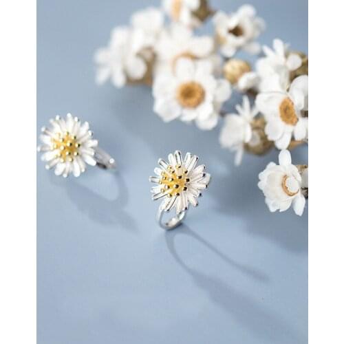 MloveAcc Elegant 925 Sterling Silver Daisy Flower Clip Earrings On Ear for Girl Kids Lady Women Charm Brincos Jewelry