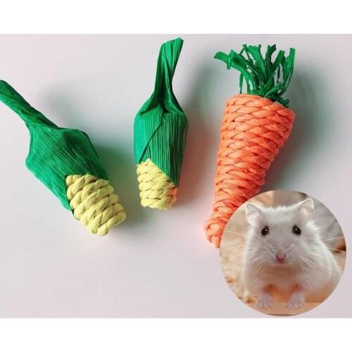 3Pcs Creative Hamster Toys Set Interactive Small Animals Chew Bite-Proof Toy Funny Rabbit Rats Straw Toy Pet Chinchilla Supplies