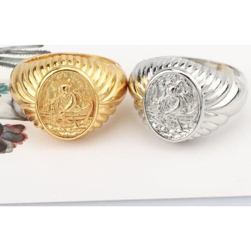 New Creative Vintage Finger Rings Size 6-13 Carving Fishermen Patterns Mens Jewelry For Wedding Anniversary Gifts Wholesale