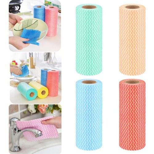 50pcs Disposable Kitchen Non-woven Textile Rags Wash Resuable Cleaning Rag Roll Practical Cleaning Cloth Household Cleaning Tool
