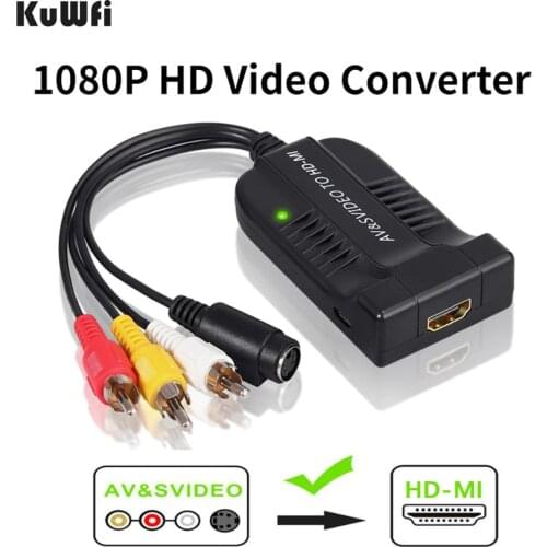 RCA S-Video to HD-MI Video Adaptor Converter With USB Cable For HDTV DVD S-Video to HD-MI Cable RCA/AV to HD-MI