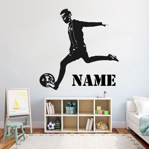 Personalized football player Name Wall Sticker training field vinyl Decal Home decor for kids rooms teens room DIY Mural G11