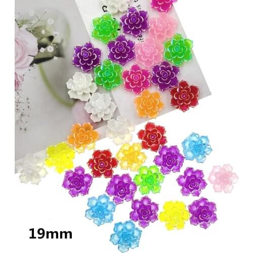 50pcs/lot DIY flatback resin flowers in ab colors charms resin cabochons pendants for kids earring necklace