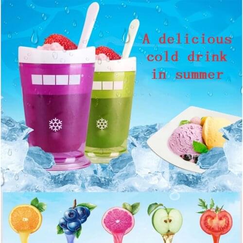 Portable Slush Shake Maker Cup Smoothie Cup Ice Cream Molds Freeze Popsicle Spoon homemade Juice Summer Cool Creative Cup