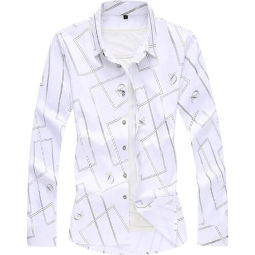 Plus size 7xl luxury cotton shirts for men good quality 2020 long sleeve printed casual shirts male