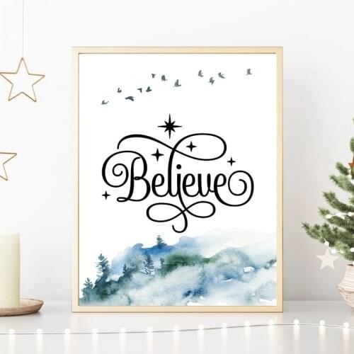 Christmas Decor Poster Happy New Year Wall Art Picture for Living Room Bedroom Wall Decor Nordic Poster and Print for Winter