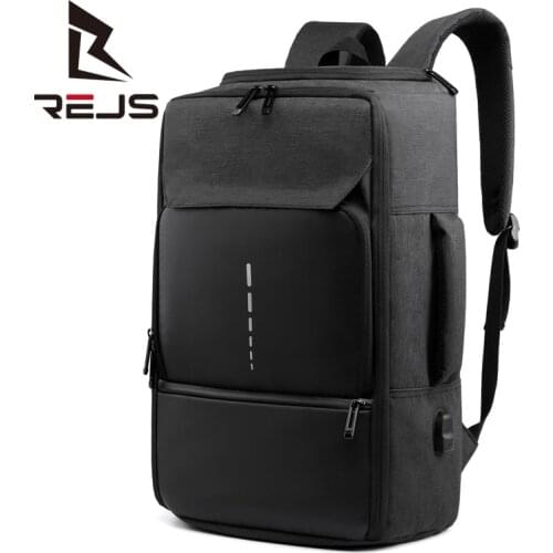 REJS LANGT Large Capacity Reflective Mens Backpack with Charging 15.6 Inch Laptop Bag Waterproof Travel Backpacks For Male